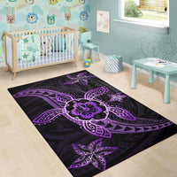 Kanaka Map Hibiscus Plumeria Turtle Art Polynesian Area Rug Violet AH - Polynesian Pride