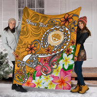 FSM Custom Personalised Premium Blanket - Turtle Plumeria (Gold) - Polynesian Pride