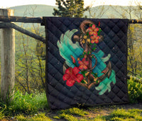 Hawaiian Plumeria Hibiscus Anchor Galaxy Premium Quilt - Polynesian Pride