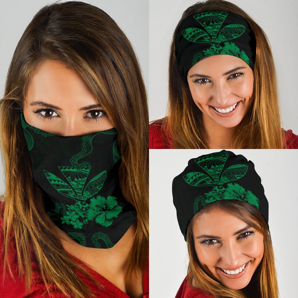 Polynesian Kanaka Maoli Flower Green Bandana 3 - Pack - Polynesian Pride