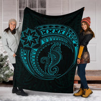 Seahorse Polynesian Blanket - Polynesian Tattoo Blue - Polynesian Pride