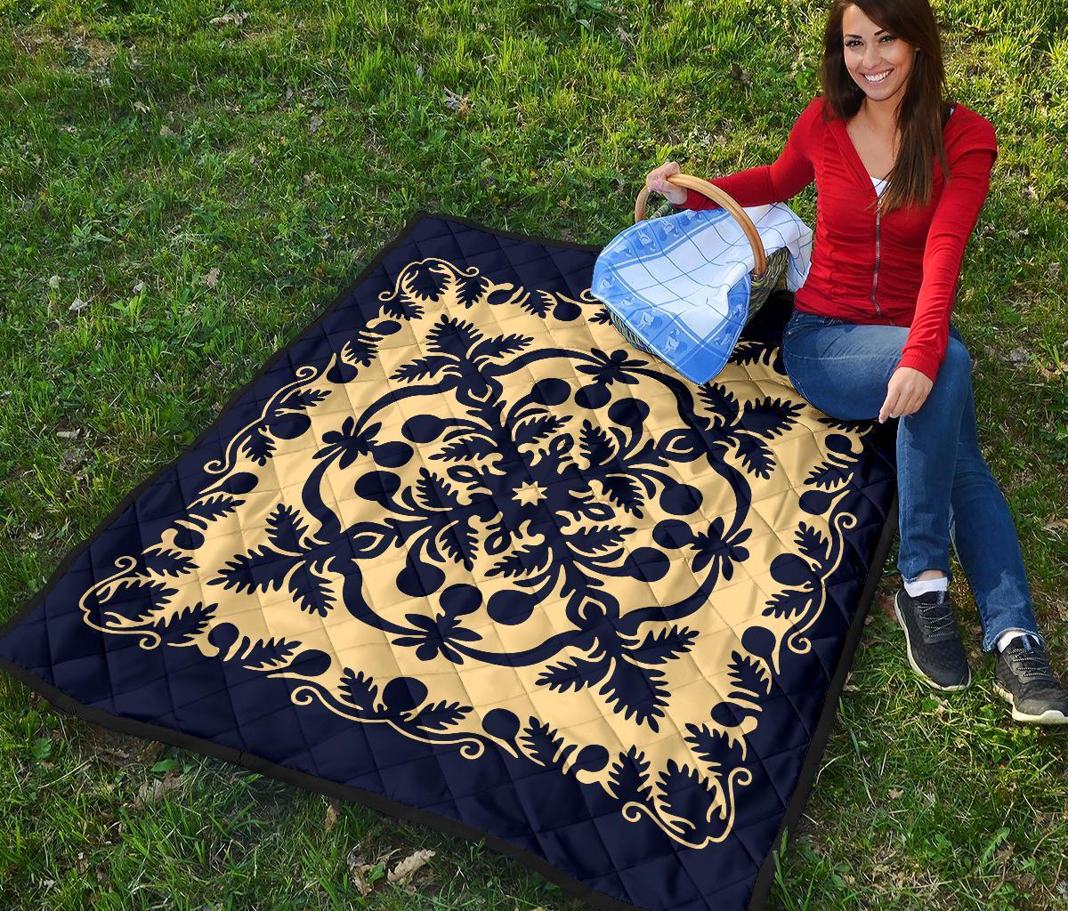 Hawaii Premium Quilt Royal Pattern - Indigo - Polynesian Pride