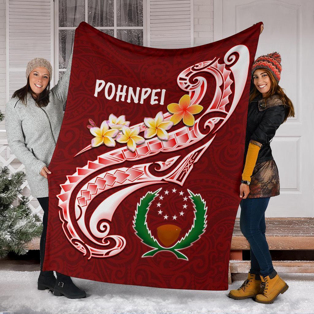 Pohnpei Premium Blanket - Pohnpei Seal Polynesian Patterns Plumeria - Polynesian Pride
