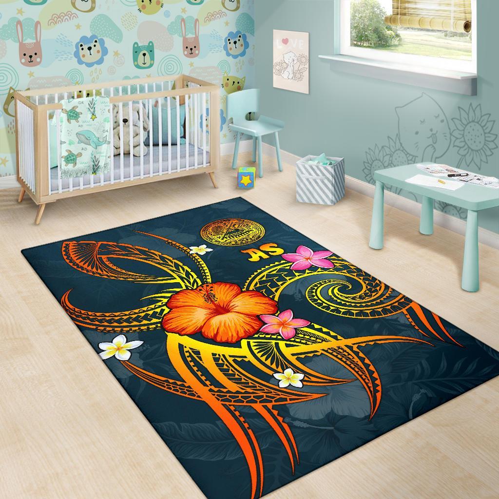 American Samoa Polynesian Area Rug - Legend of American Samoa (Blue) - Polynesian Pride