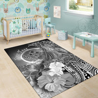 Kosrae Custom Personalised Area Rug - Humpback Whale with Tropical Flowers (White) - Polynesian Pride