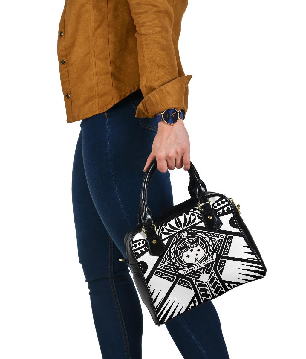 Samoa Polynesian Shoulder Handbag - Samoa White Seal with Polynesian Tattoo - Polynesian Pride