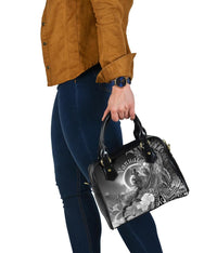 Vanuatu Shoulder Handbag - Humpback Whale with Tropical Flowers (White) - Polynesian Pride