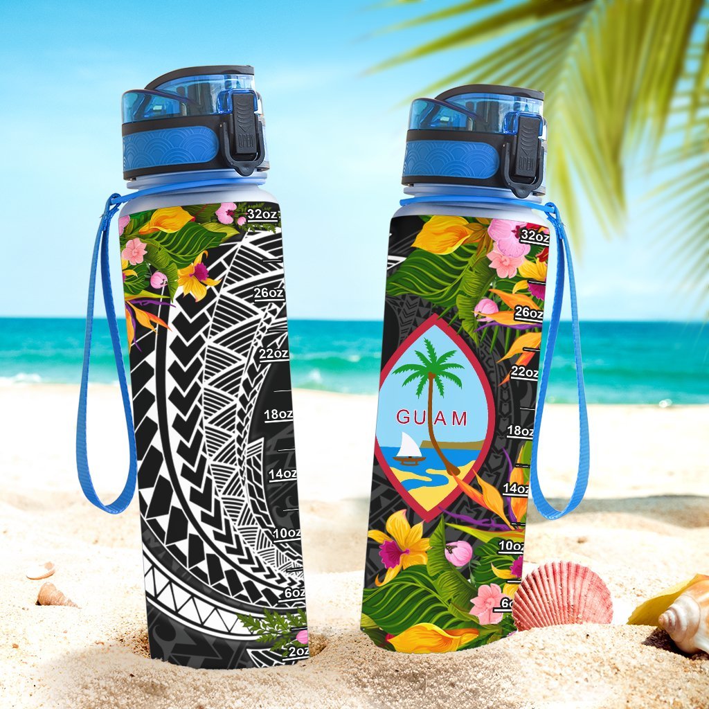 Guam Hydro Tracking Bottle - Seal Spiral Polynesian Patterns - Polynesian Pride