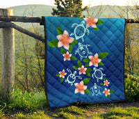 Turtle Polynesian Plumeria Premium Quilt - Polynesian Pride