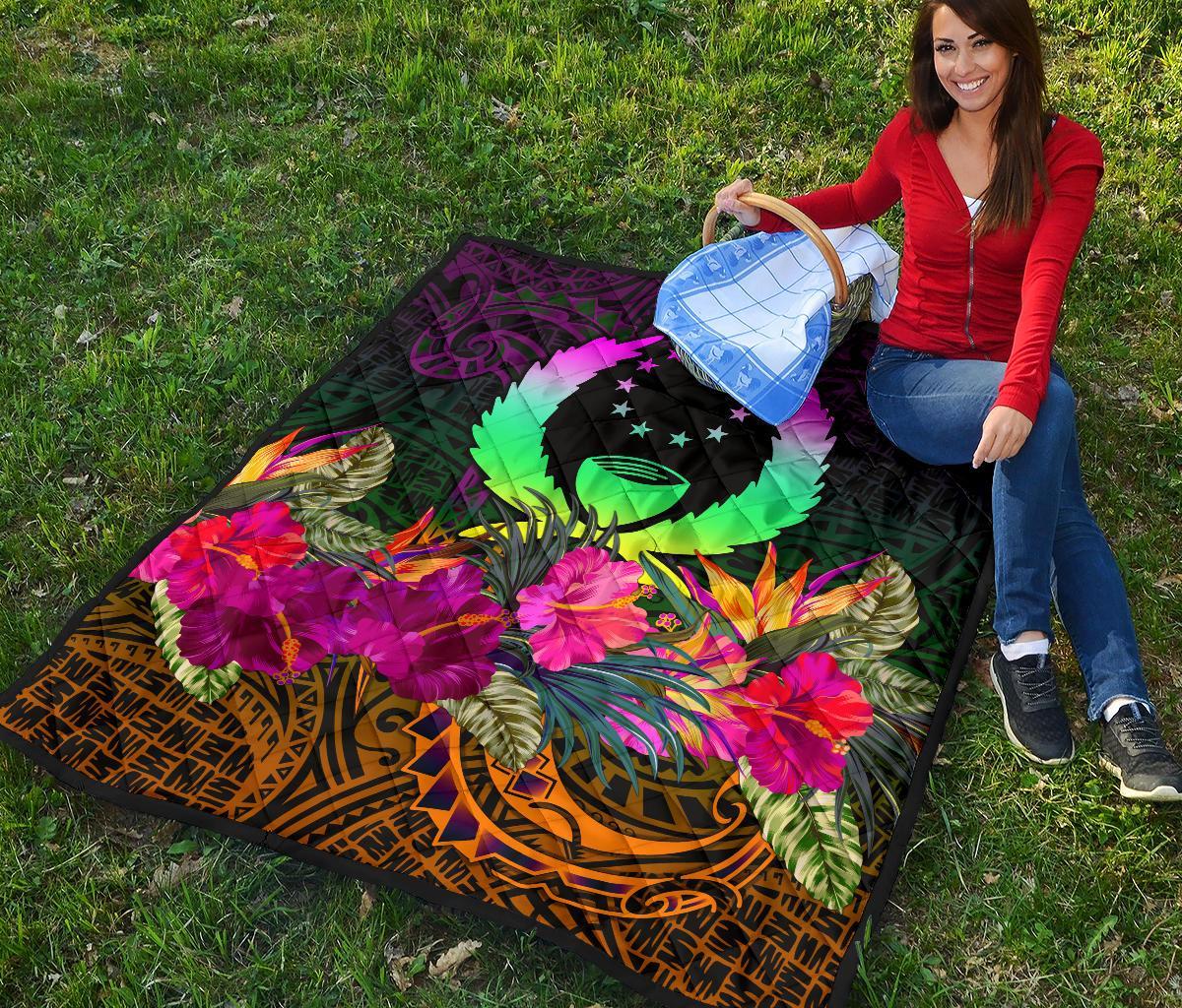 Pohnpei Premium Quilt - Summer Hibiscus - Polynesian Pride