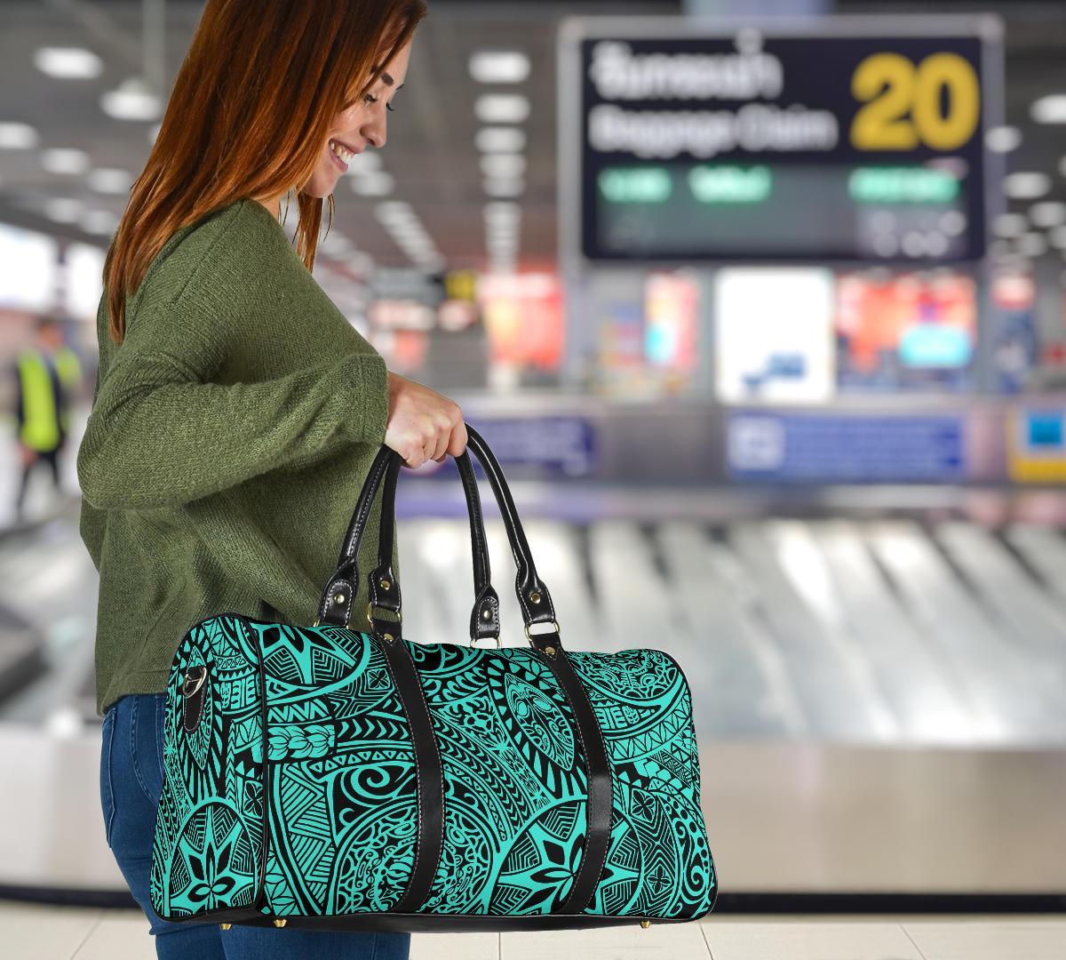 Polynesian Hawaiian Style Tribal Tattoo Turquoise Hawaii Travel Bag - Polynesian Pride