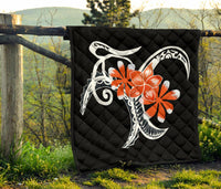 Plumeria Polynesia Orange Premium Quilt - Polynesian Pride