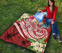 Guam Polynesian Premium Quilt - Summer Plumeria (Black) - Polynesian Pride