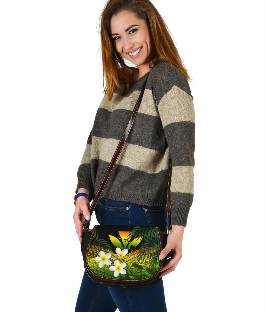 Kanaka Maoli (Hawaiian) Saddle Bag, Polynesian Plumeria Banana Leaves Reggae - Polynesian Pride