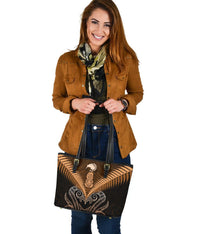 Maori Manaia New Zealand Small Leather Tote Gold - Polynesian Pride