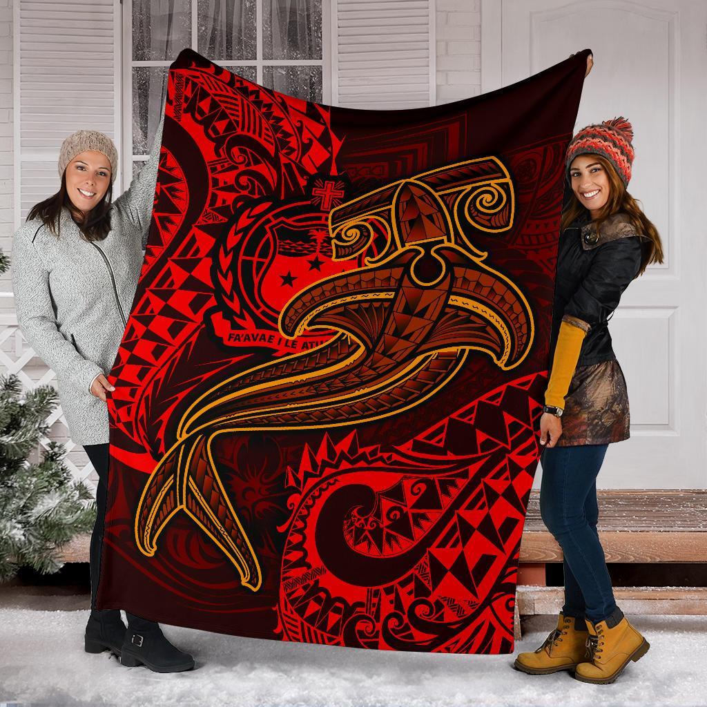 Samoa Premium Blanket - Red Shark Polynesian Tattoo - Polynesian Pride