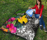 Papua New Guinea Premium Quilt - Turtle Plumeria Banana Leaf - Polynesian Pride