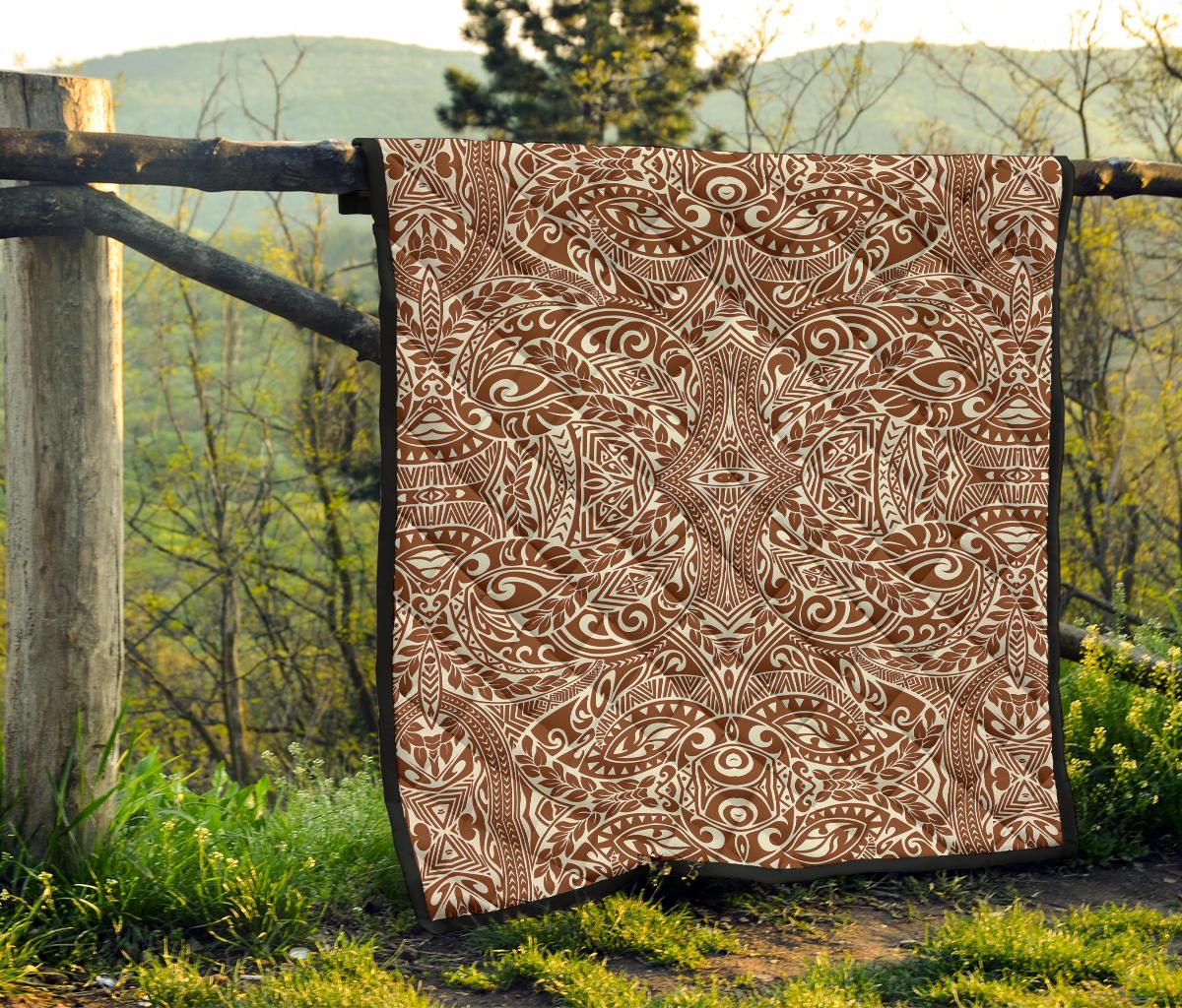 Polynesian Tribal Premium Quilt Brown - Polynesian Pride