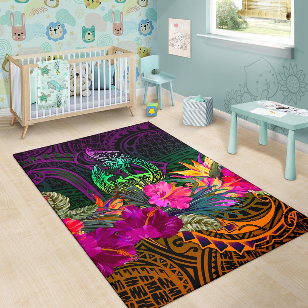 Guam Polynesian Area Rug - Summer Hibiscus - Polynesian Pride