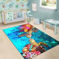 Fiji Area Rug - Sea Turtle Coral Treasure - Polynesian Pride