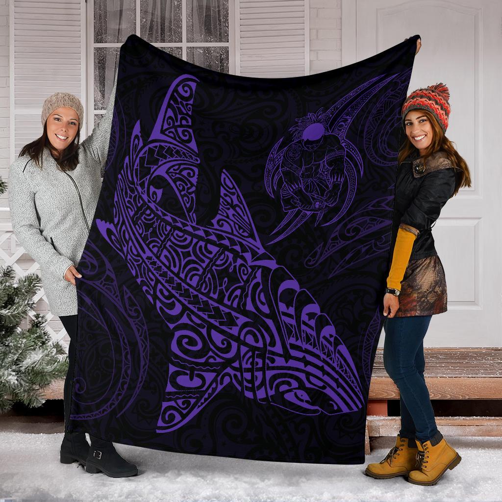 Shark Polynesian Blanket - Polynesian Tattoo Purple - Polynesian Pride
