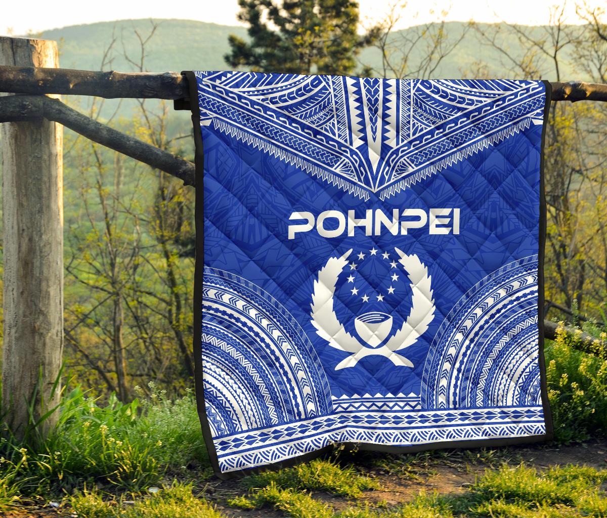 Pohnpei Premium Quilt - Pohnpie Flag Polynesian Chief Blue Version - Polynesian Pride