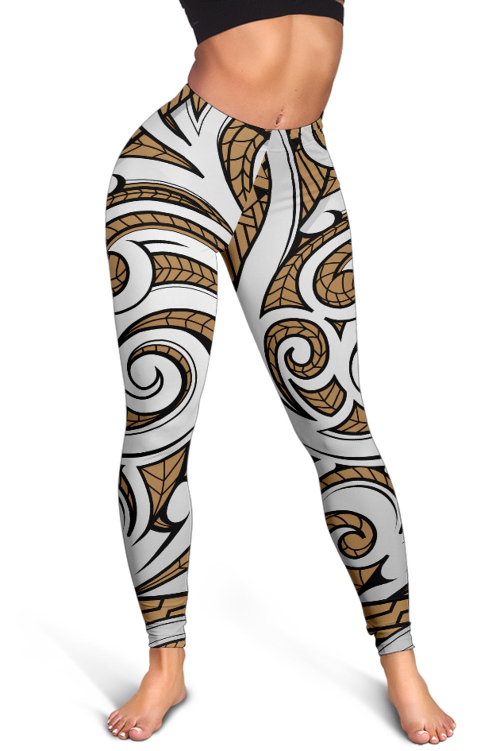 Polynesian Maori Ethnic Ornament Gold Hawaii Women's Leggings AH - Polynesian Pride