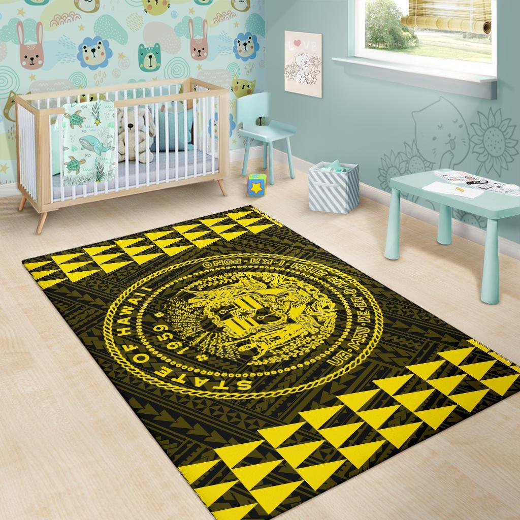 Kakau Seal Of Hawaii Polynesian - Yellow Rug - Polynesian Pride