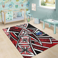 Samoa Area Rug - Tribal Flower Special Pattern Red Color - Polynesian Pride