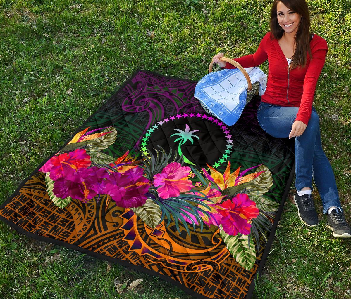 Chuuk Premium Quilt - Summer Hibiscus - Polynesian Pride