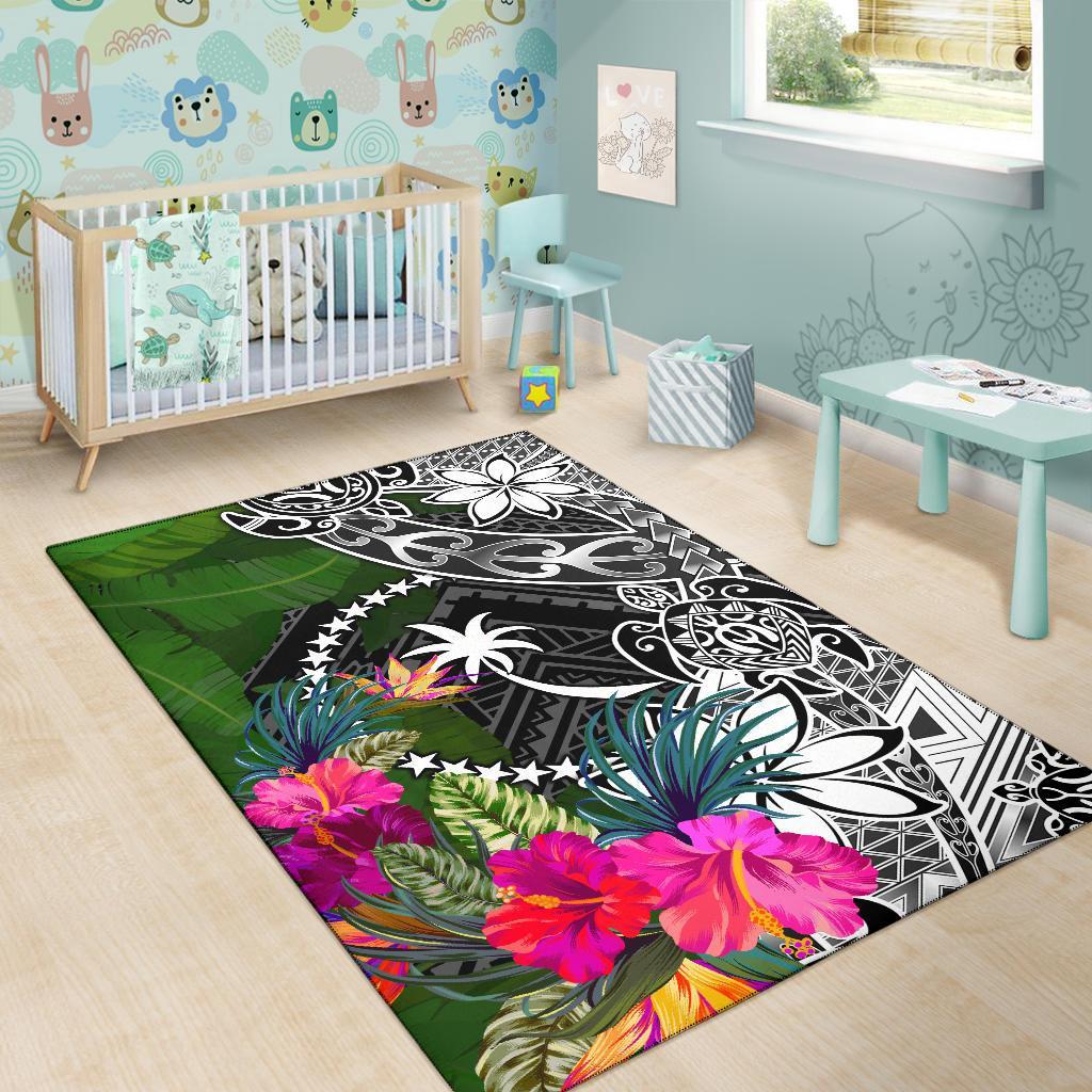 Chuuk Area Rug - Turtle Plumeria Banana Leaf - Polynesian Pride