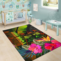Fiji Polynesian Personalised Area Rug - Hibiscus and Banana Leaves - Polynesian Pride