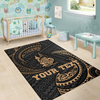 New Caledonia Polynesian Custom Personalised Area Rug - Gold Tribal Wave - Polynesian Pride