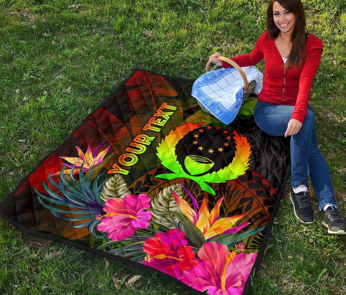 Pohnpei Polynesian Personalised Premium Quilt - Hibiscus and Banana Leaves - Polynesian Pride