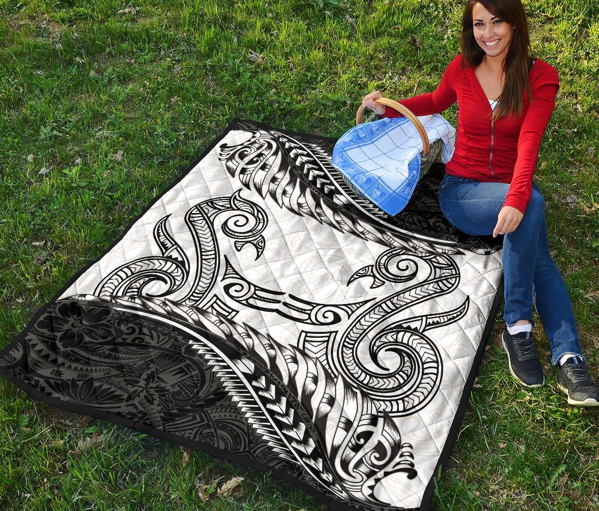Aotearoa Premium Quilt Maori Manaia With Silver Fern - Polynesian Pride