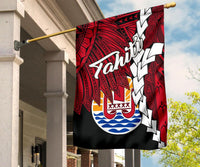 Tahiti Polynesian Flag - Tribal Wave Tattoo Blue Flag Style - Polynesian Pride