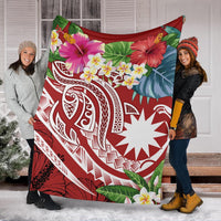 Nauru Polynesian Premium Blanket - Summer Plumeria (Red) - Polynesian Pride