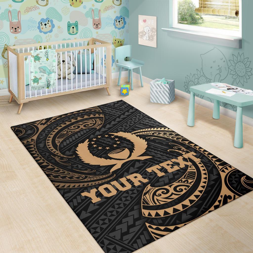 Pohnpei Micronesia Custom Personalised Area Rug - Gold Tribal Wave - Polynesian Pride