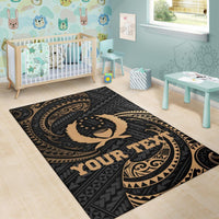 Pohnpei Micronesia Custom Personalised Area Rug - Gold Tribal Wave - Polynesian Pride