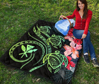 Hawaii Turtle Polynesian Tropical Premium Quilt - Cora Style Yellow - Polynesian Pride