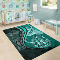 Fish Hook Area Rug Manta Polynesian Turquoise - Polynesian Pride
