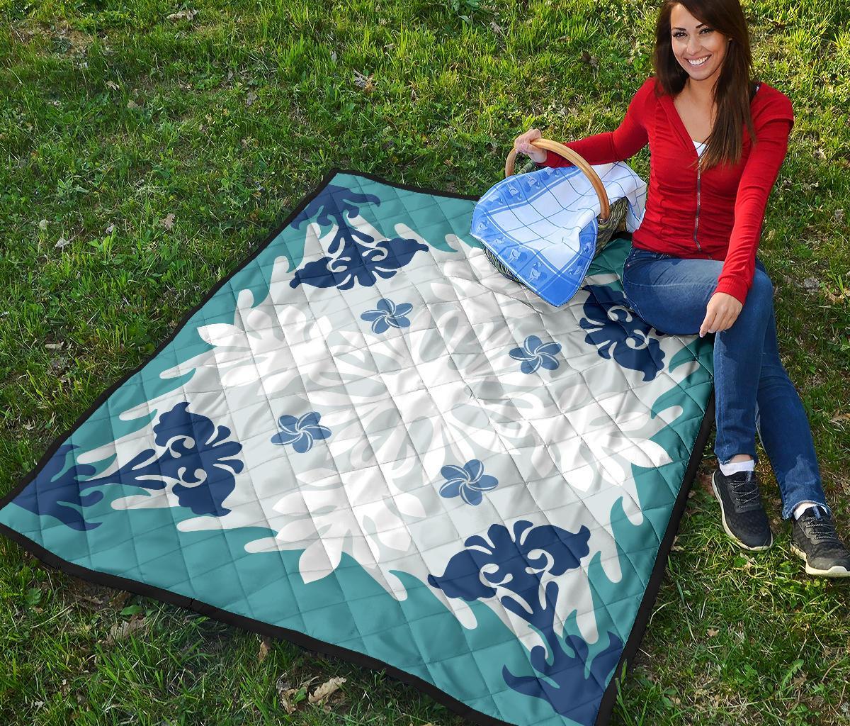 Hawaiian Leaves Tropical Pattern Premium Quilt - Pastel - Argu Style - AH - Polynesian Pride