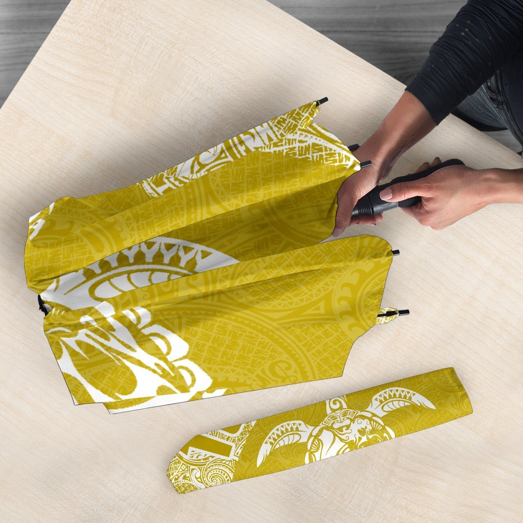 Tonga Umbrella Turtle Mermaid Polynesian Pattern White Gold - Polynesian Pride