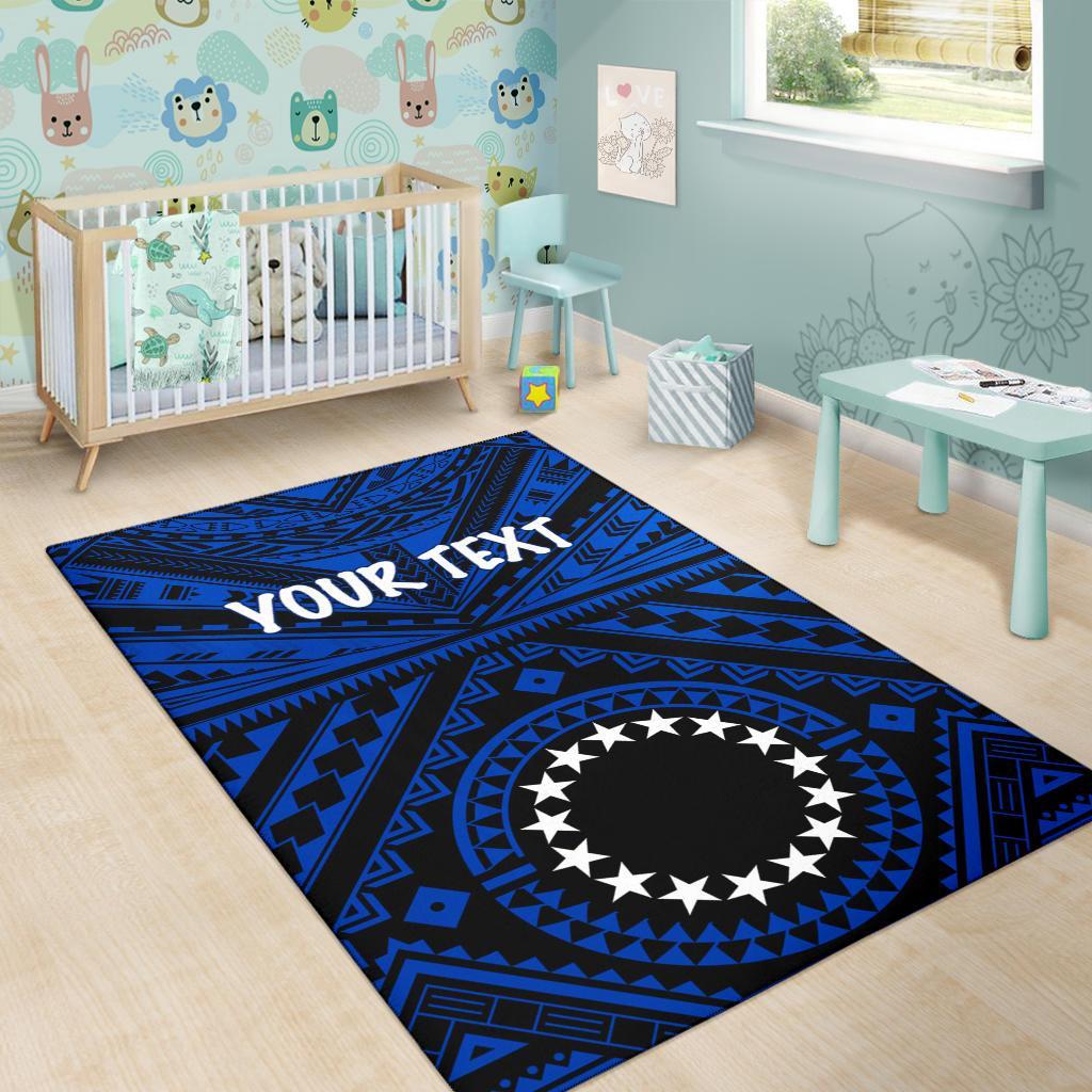 Cook Island Personalised Area Rug Seal With Polynesian Tattoo Style ( Blue) - Polynesian Pride