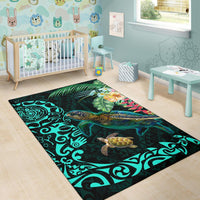 Tiki Polynesian Area Rug Turtle Hibiscus - Polynesian Pride