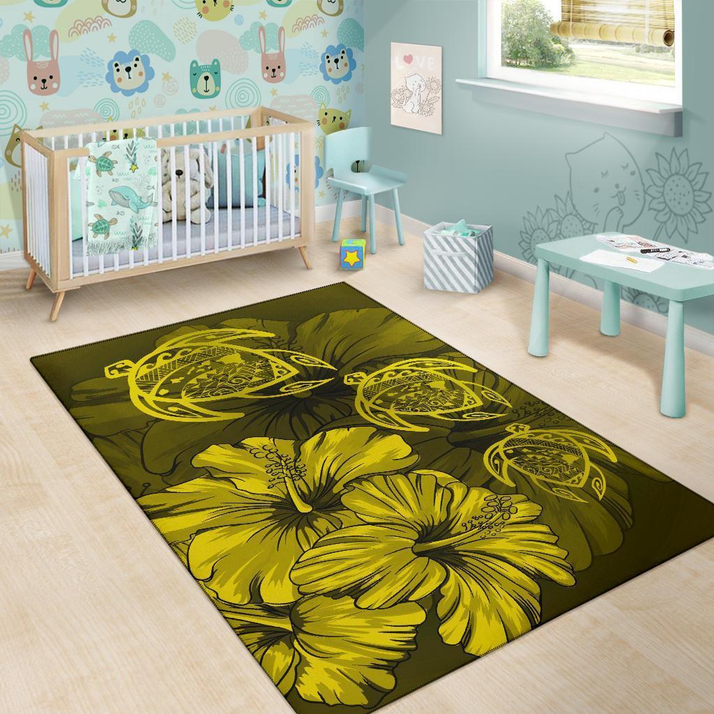 Hawaiian Map Hibiscus Flowers Vintage Polynesian Rug AH - Polynesian Pride