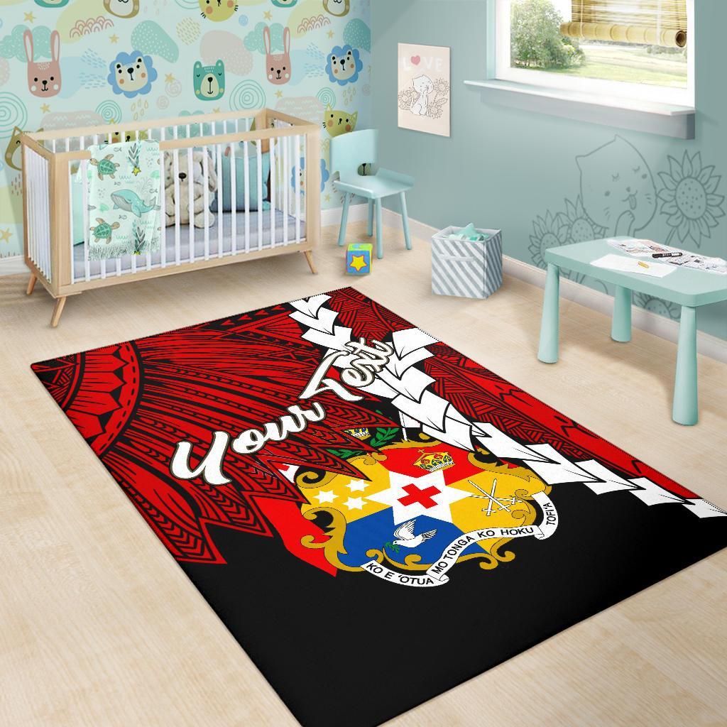 Tonga Polynesian Custom Personalised Are Rug - Tribal Wave Tattoo Flag Color - Polynesian Pride