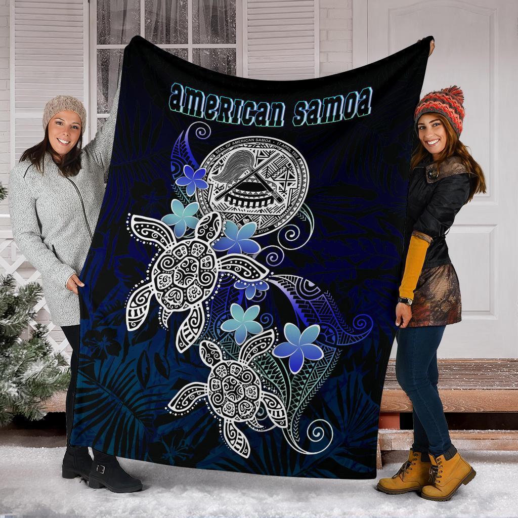 American Samoa Polynesian Premium Blanket - Blue Turtle Couple - Polynesian Pride