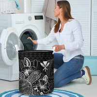 Polynesian Hawaii Laundry Basket - Polynesian Turtle Hibiscus Black - Polynesian Pride