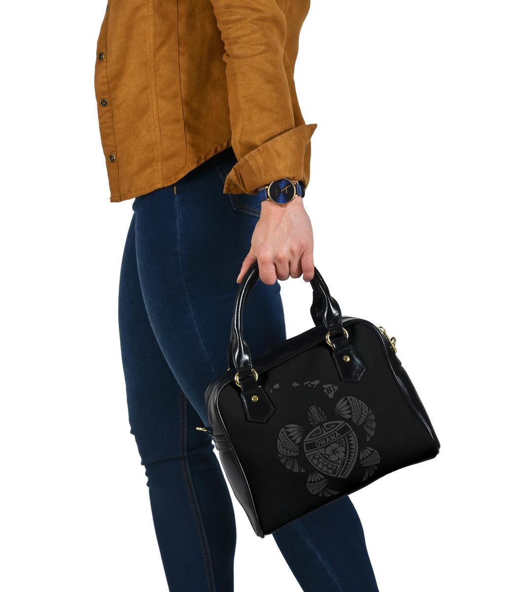 Hawaii Kakau Polynesian Ohana Turtle Map Shoulder Handbag - Grey - Polynesian Pride